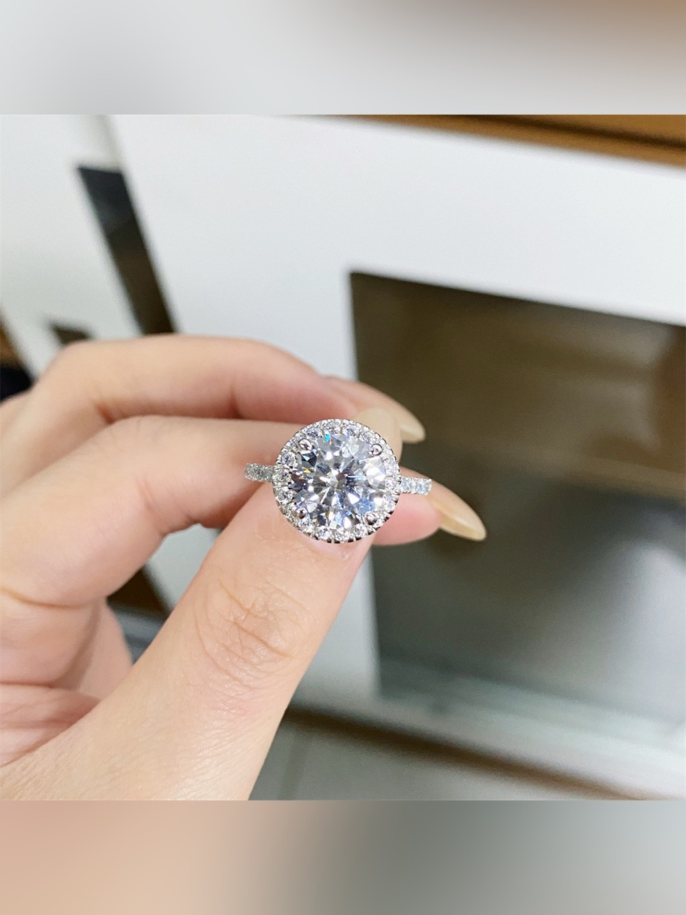 5 Carat Moissanite 925 Sterling Silver Round Ring
